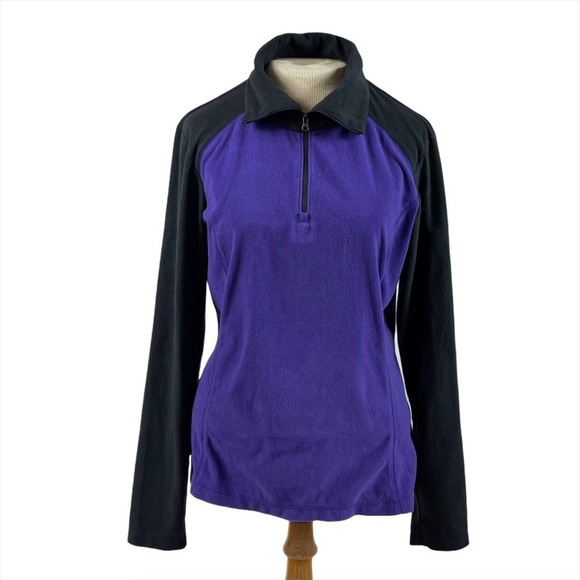Columbia Women's Color Block Purple/Black Fleece 1/4 Zip Up Jacket Size Large - Picture 1 of 11